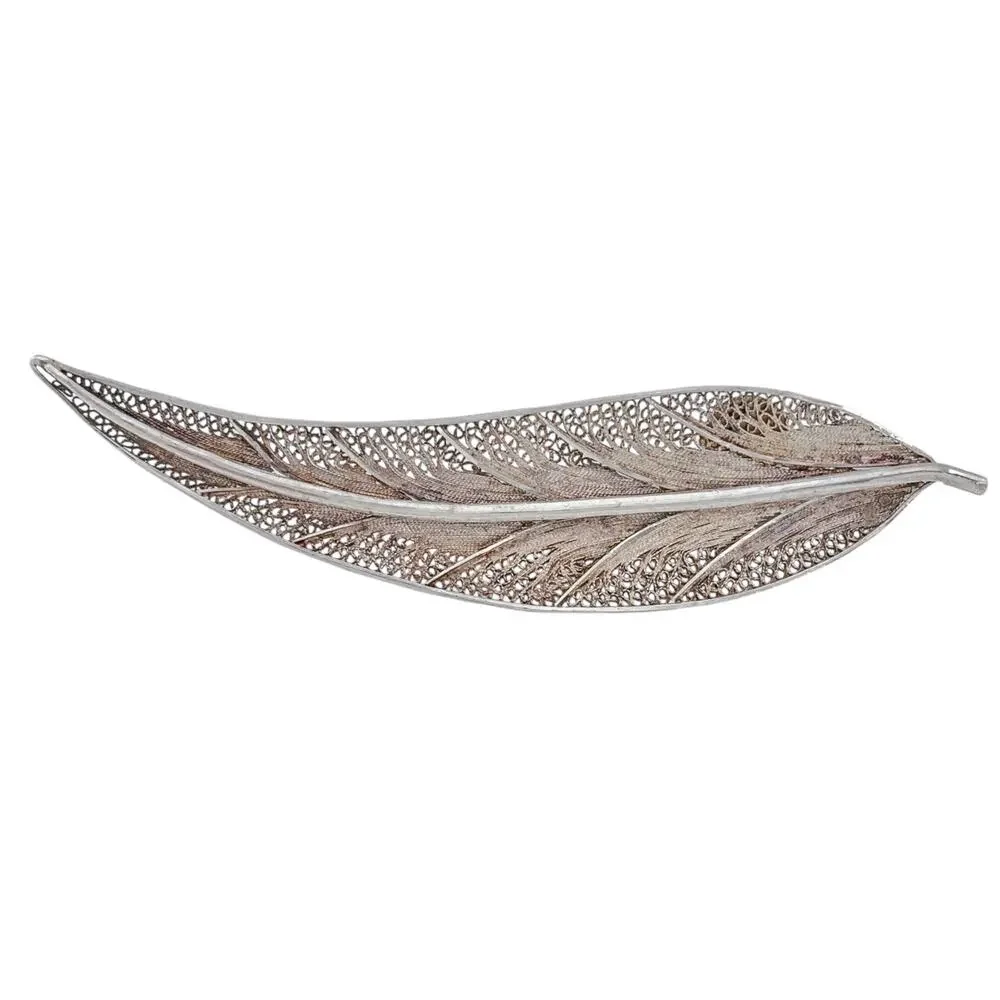 Vintage Sterling Silver 925 Feather Brooch